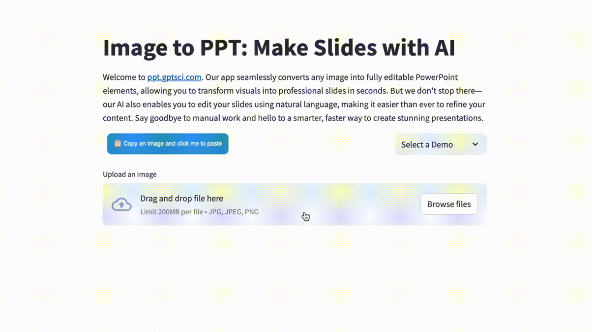 Demo: Edit in PPT converts images to editable PowerPoint slides